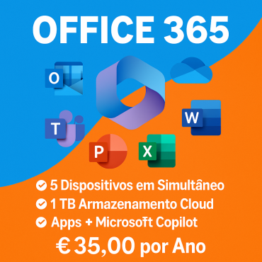 OFFICE 365 Word, Excel, PowerPoint, Outlook 35,00 Euros por ano